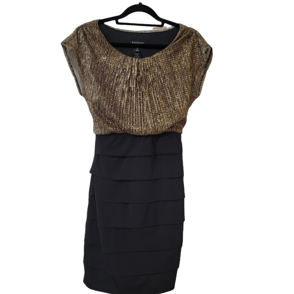 Enfocus Studio Black and Gold Cocktail Dress - Picture 1 of 5